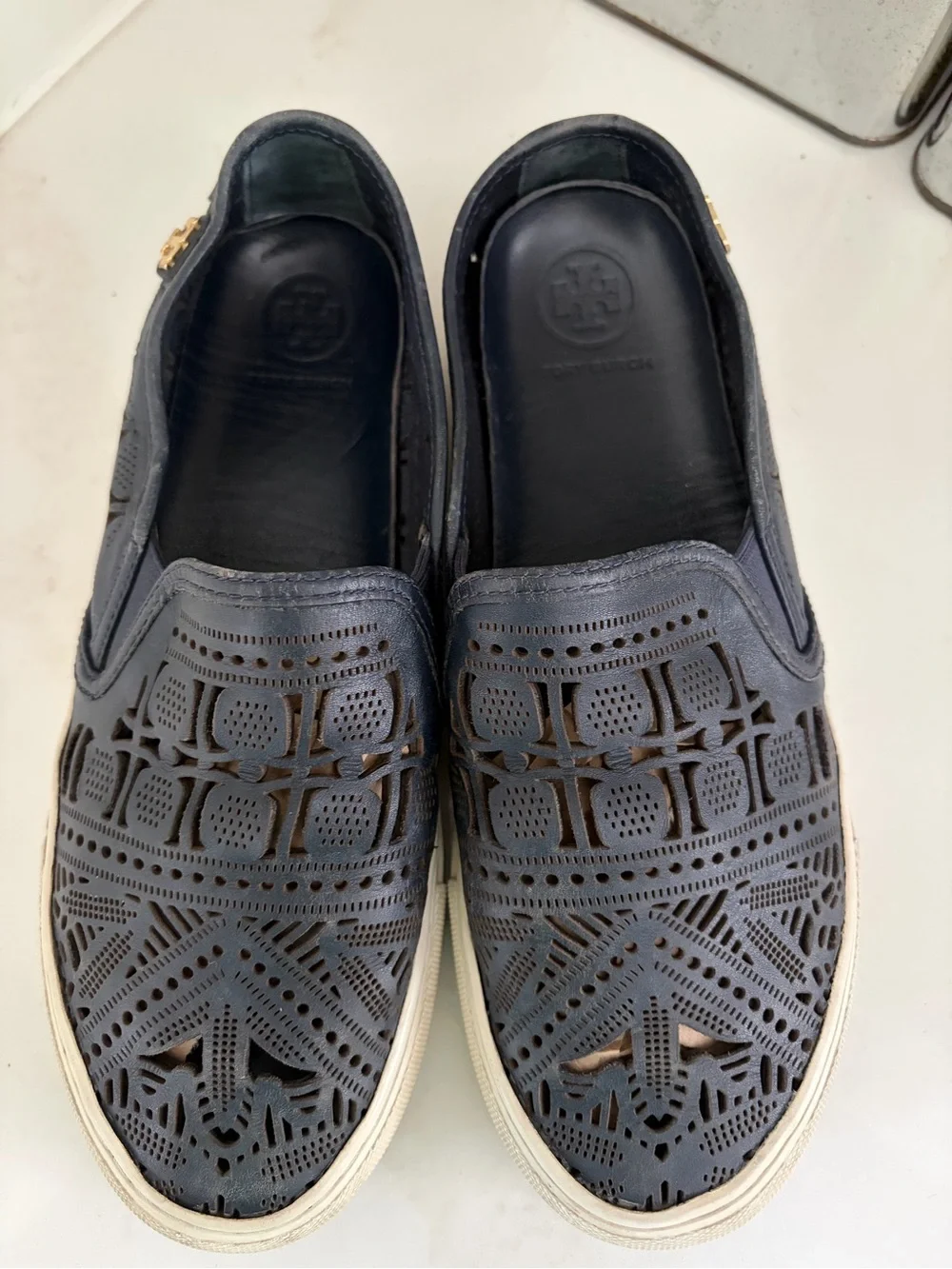 Tory Burch navy leather Slip-On Sneaker